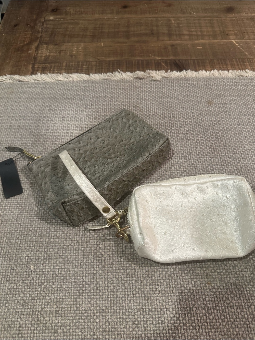 Vegan Leather Pouch Duo – Gray and Pearl White, by Stella Gray